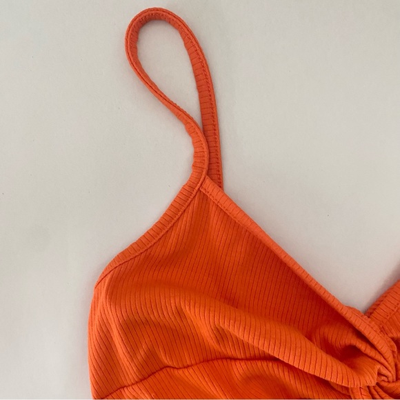 Lulus Fiery Red/Orange Spaghetti Strap Crop Top - Picture 5 of 8